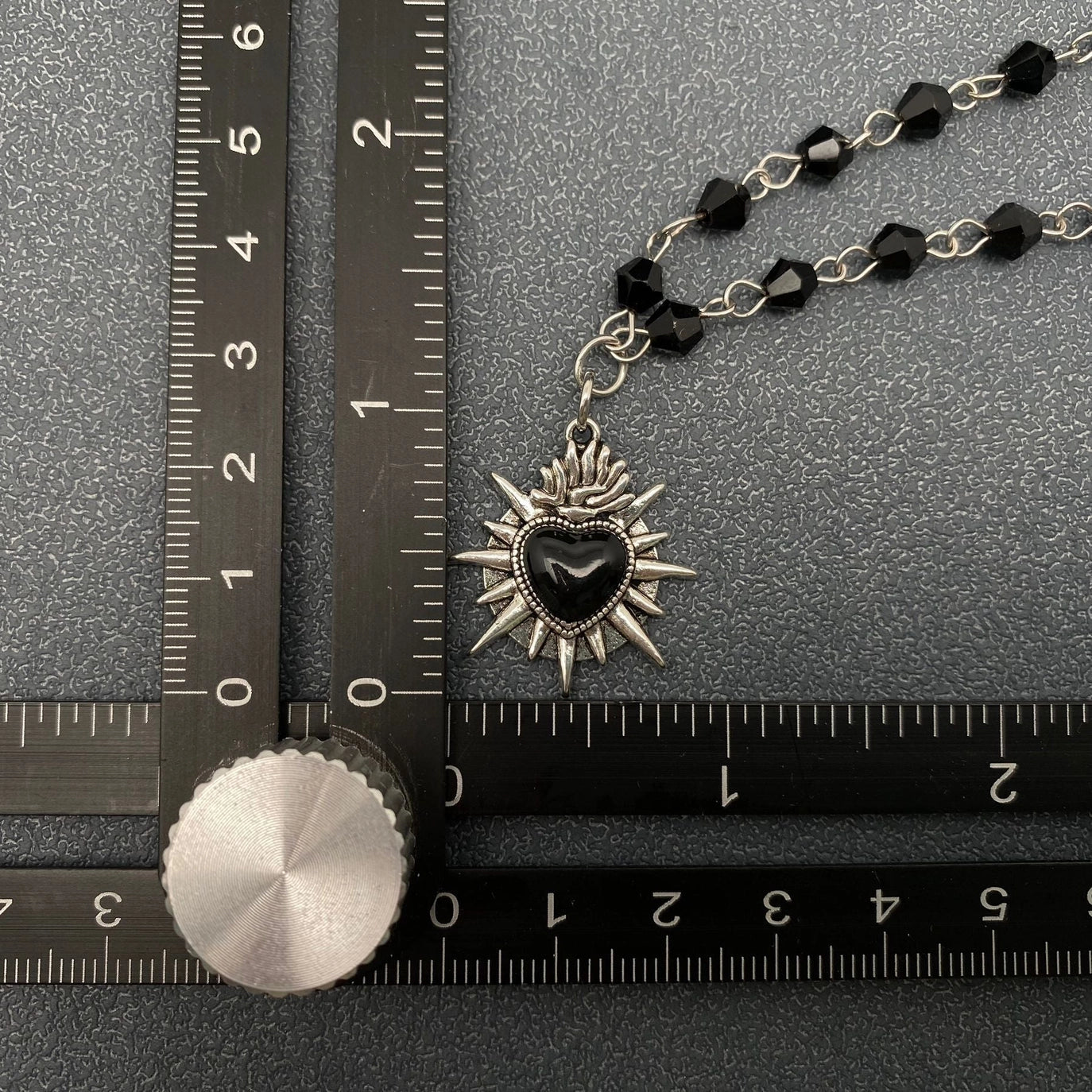 Black Heart Double Layered Crystal Beaded Necklace