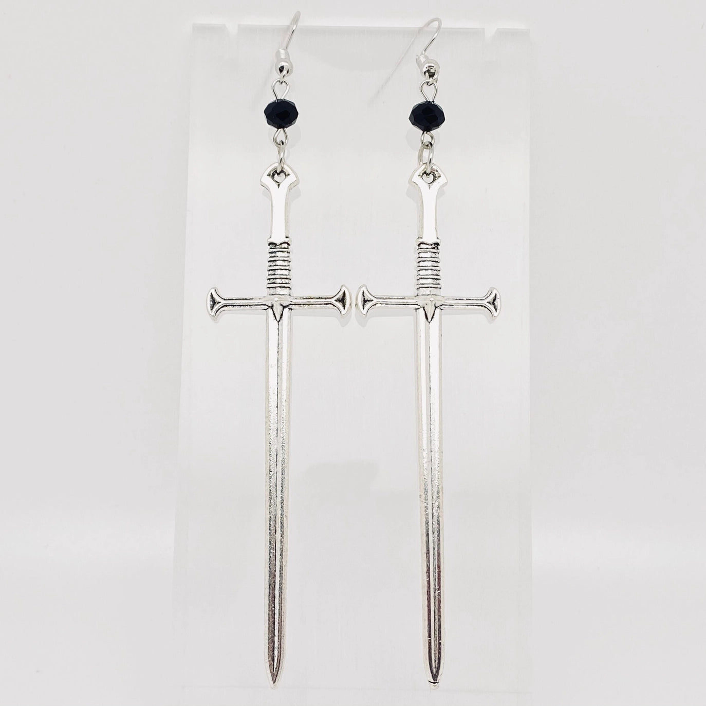 Silver Sword Pendant Earrings