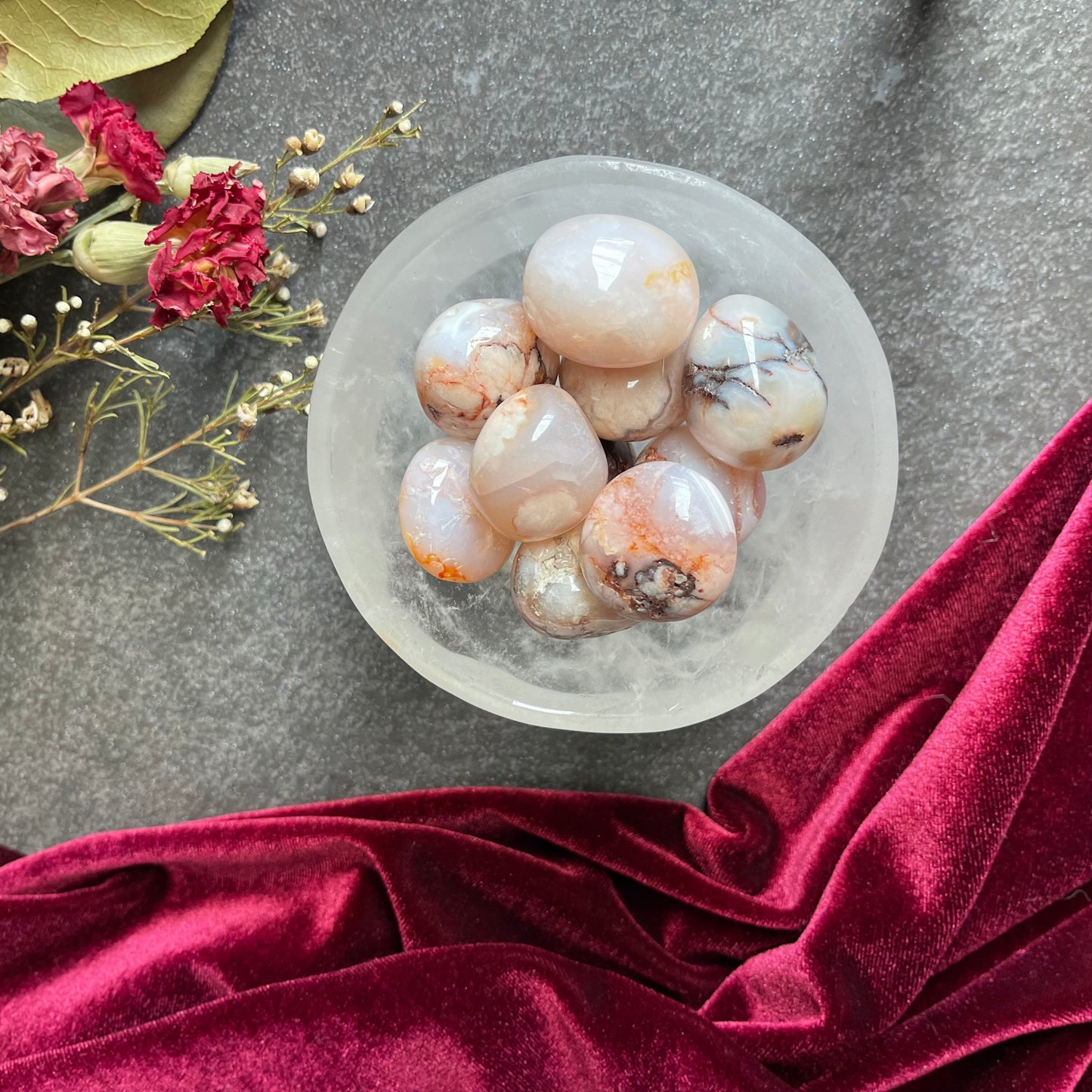 Pink Flower Agate Tumble