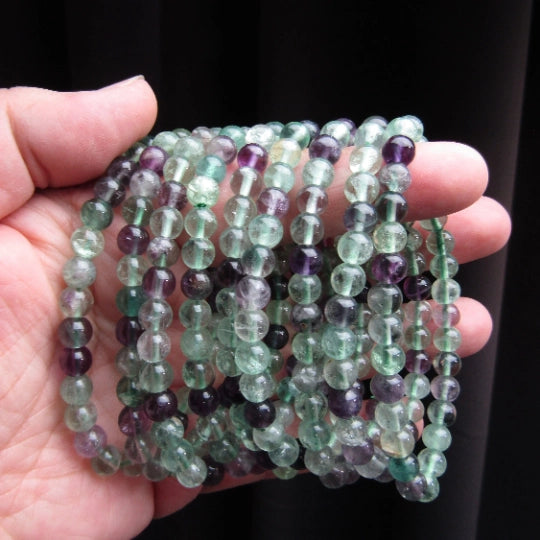 Fluorite Gemstone Beaded Bracelet 6mm