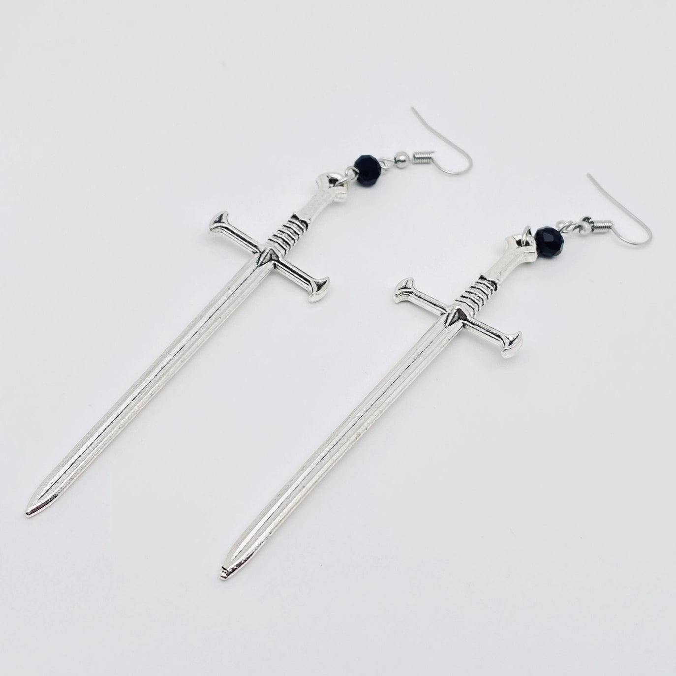 Silver Sword Pendant Earrings