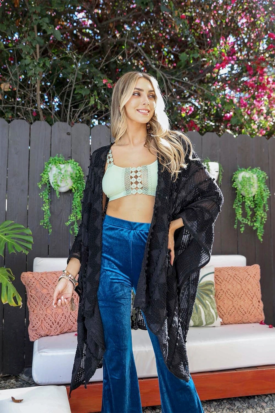 Embroidered Zig Zag Soft Kimono