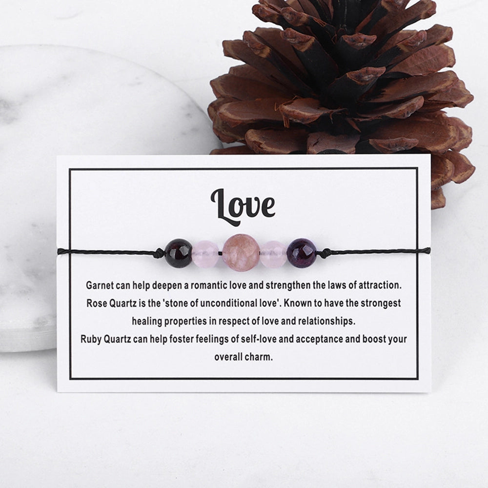 Love Intention Gemstone Bracelet with Wax Cord
