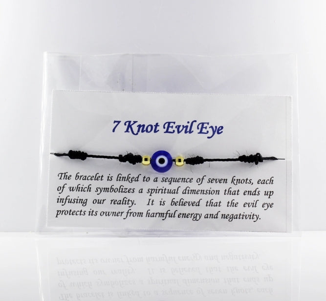 7 Knot Evil Eye Black Adjustable Bracelet