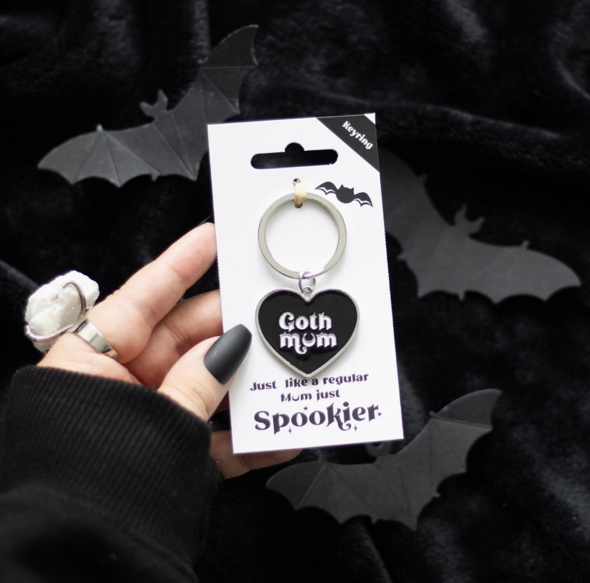 Goth Mum Black Heart Keyring