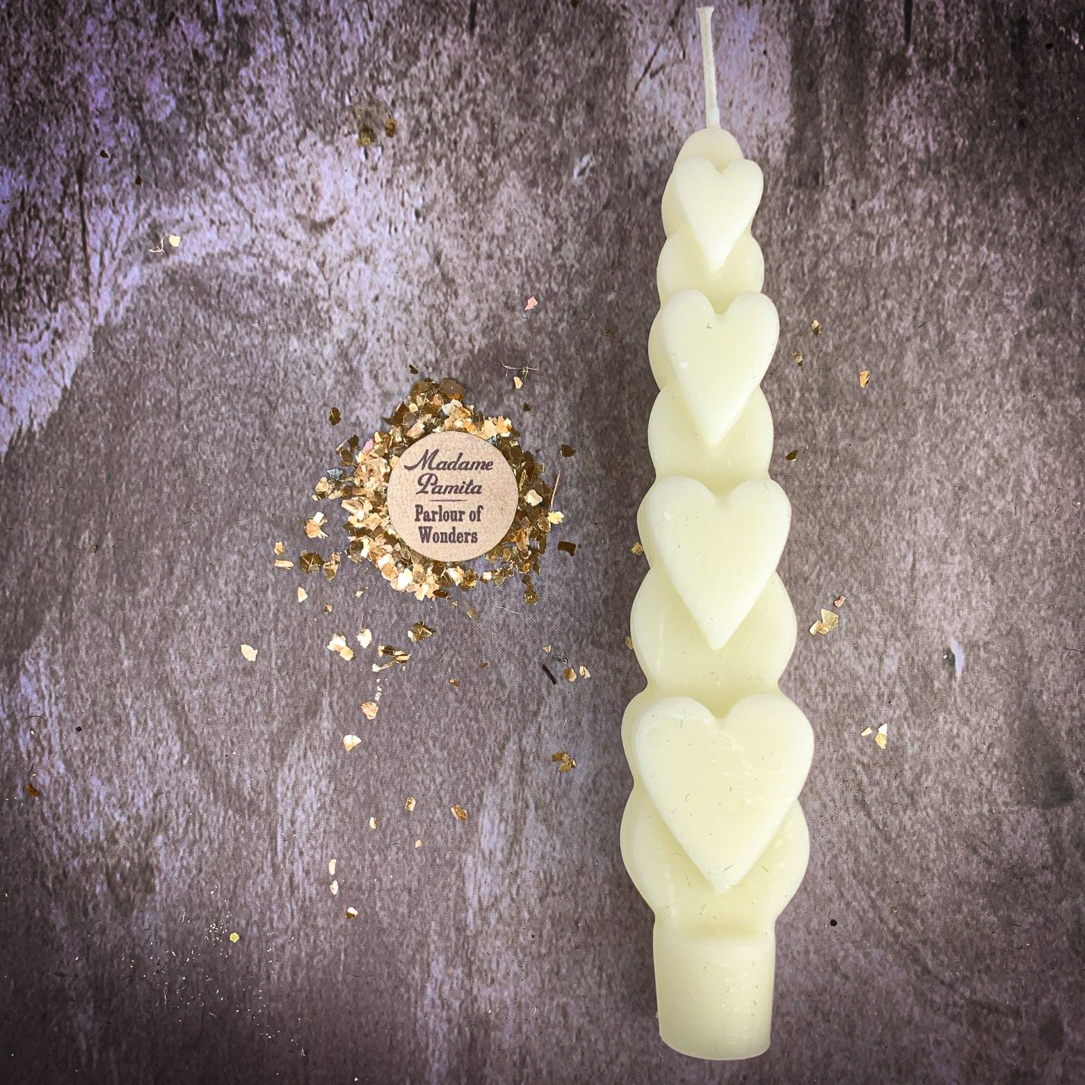 Beeswax Love Spell Heart Taper Candle