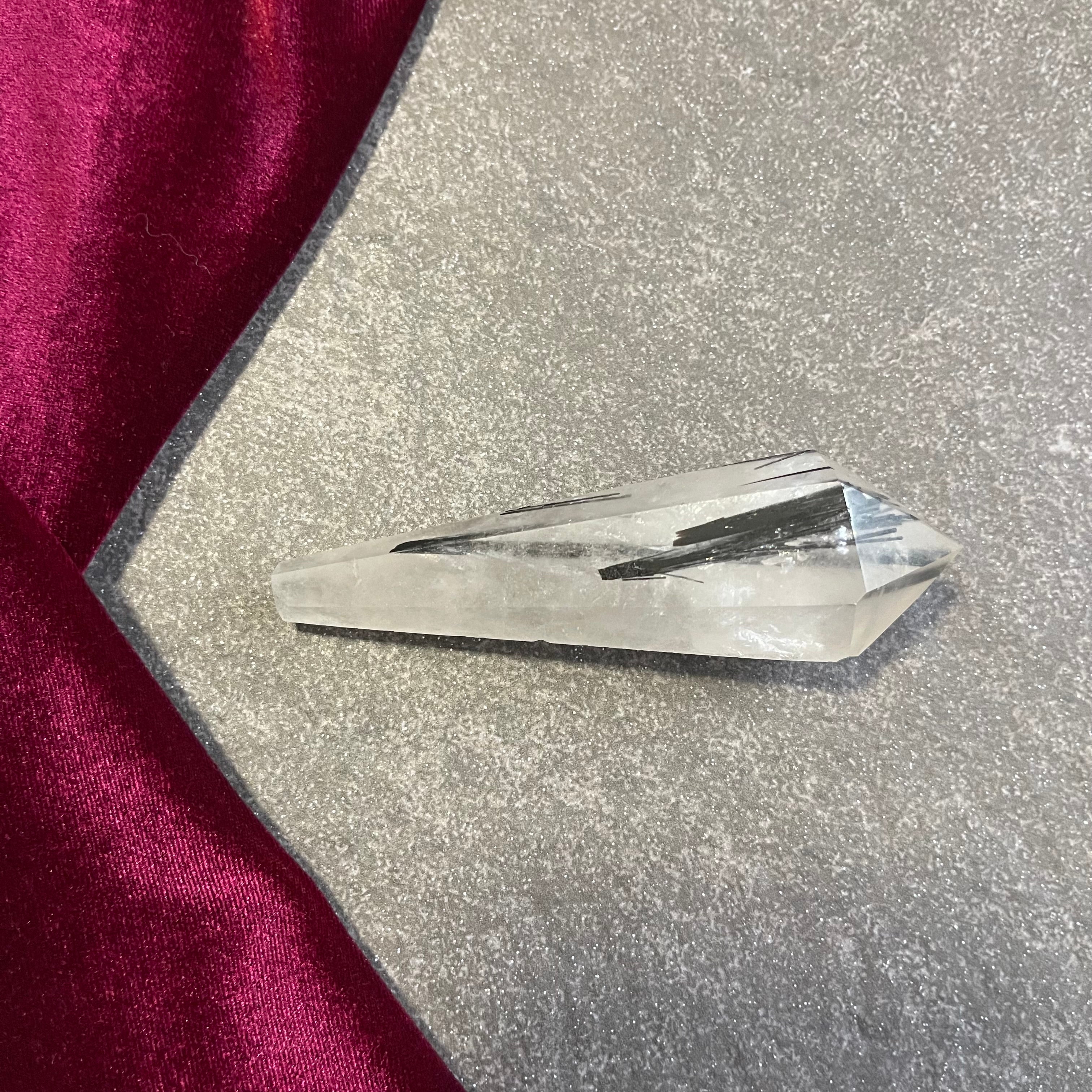 Black Tourmaline in Quartz Wand