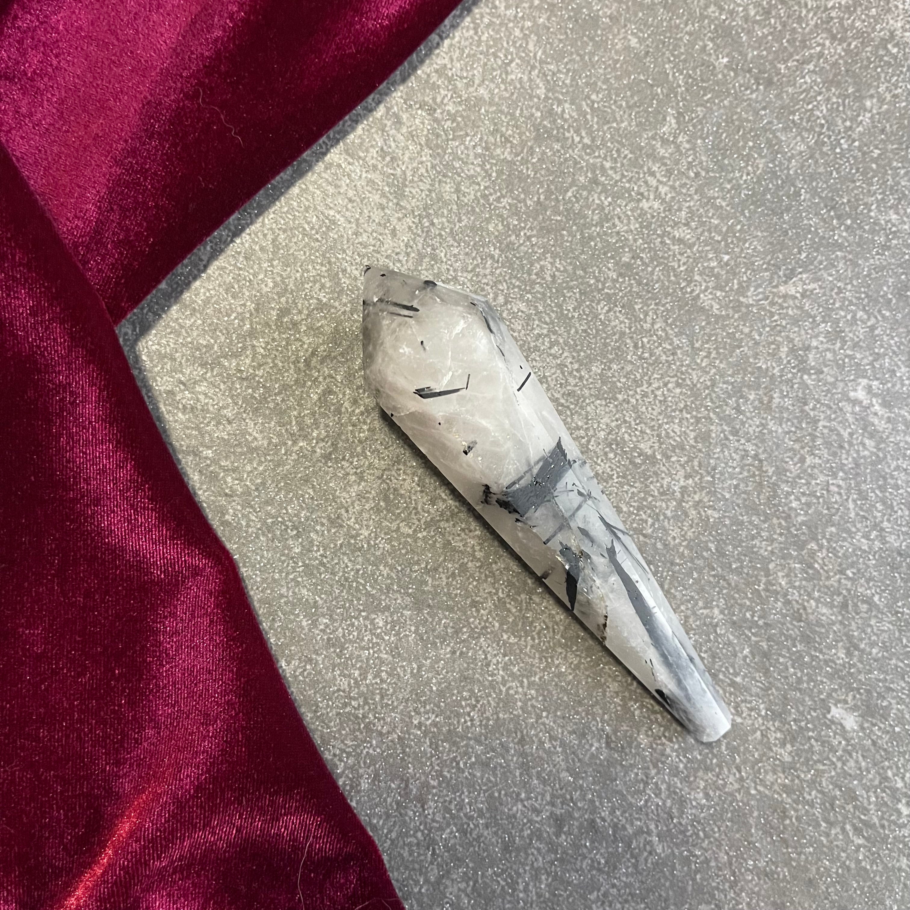 Black Tourmaline in Quartz Wand