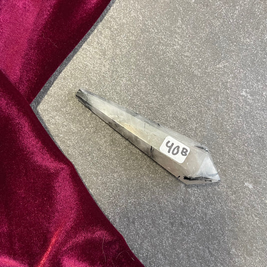 Black Tourmaline in Quartz Wand