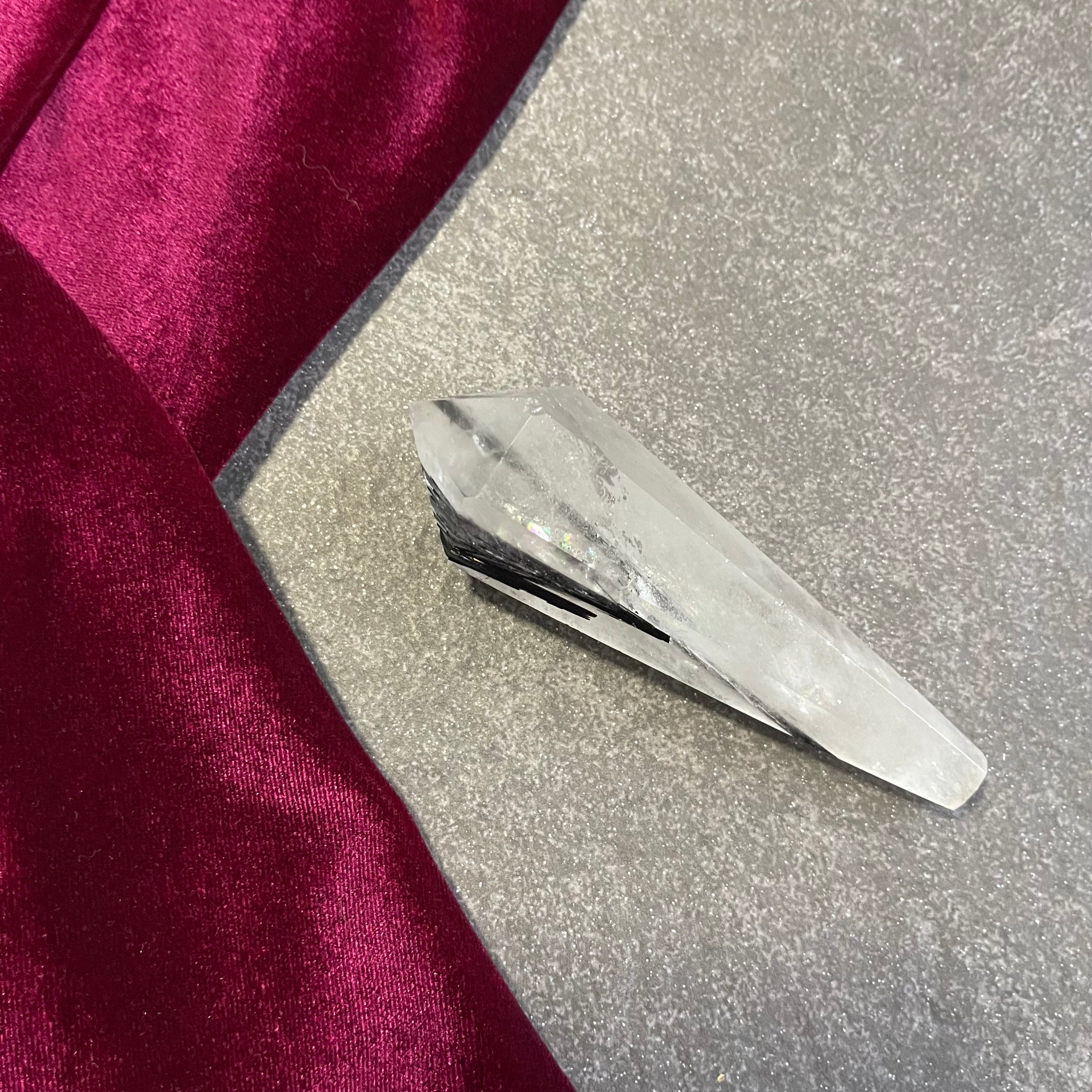 Black Tourmaline in Quartz Wand