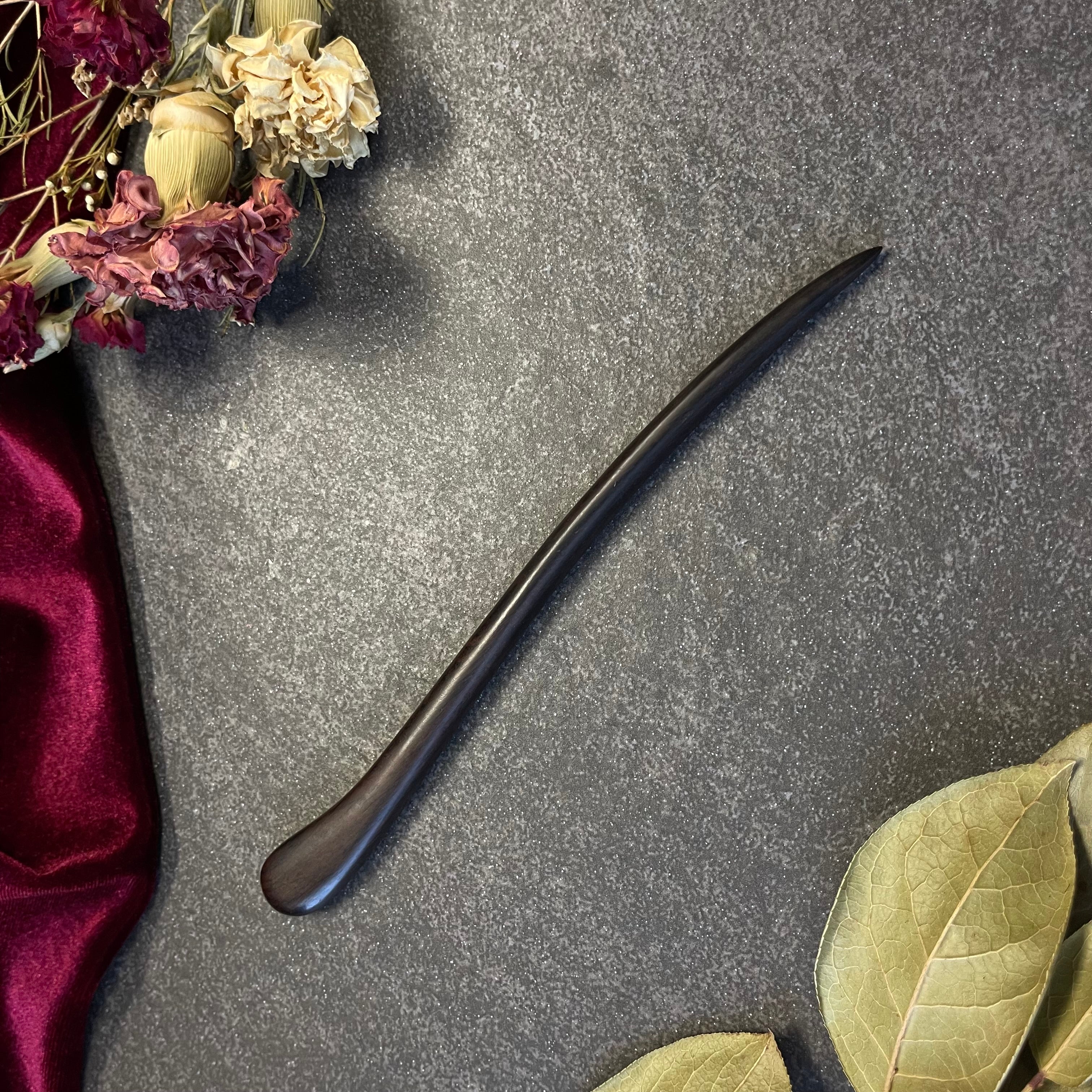 Black Ebony Hand-Carved Hair Stick