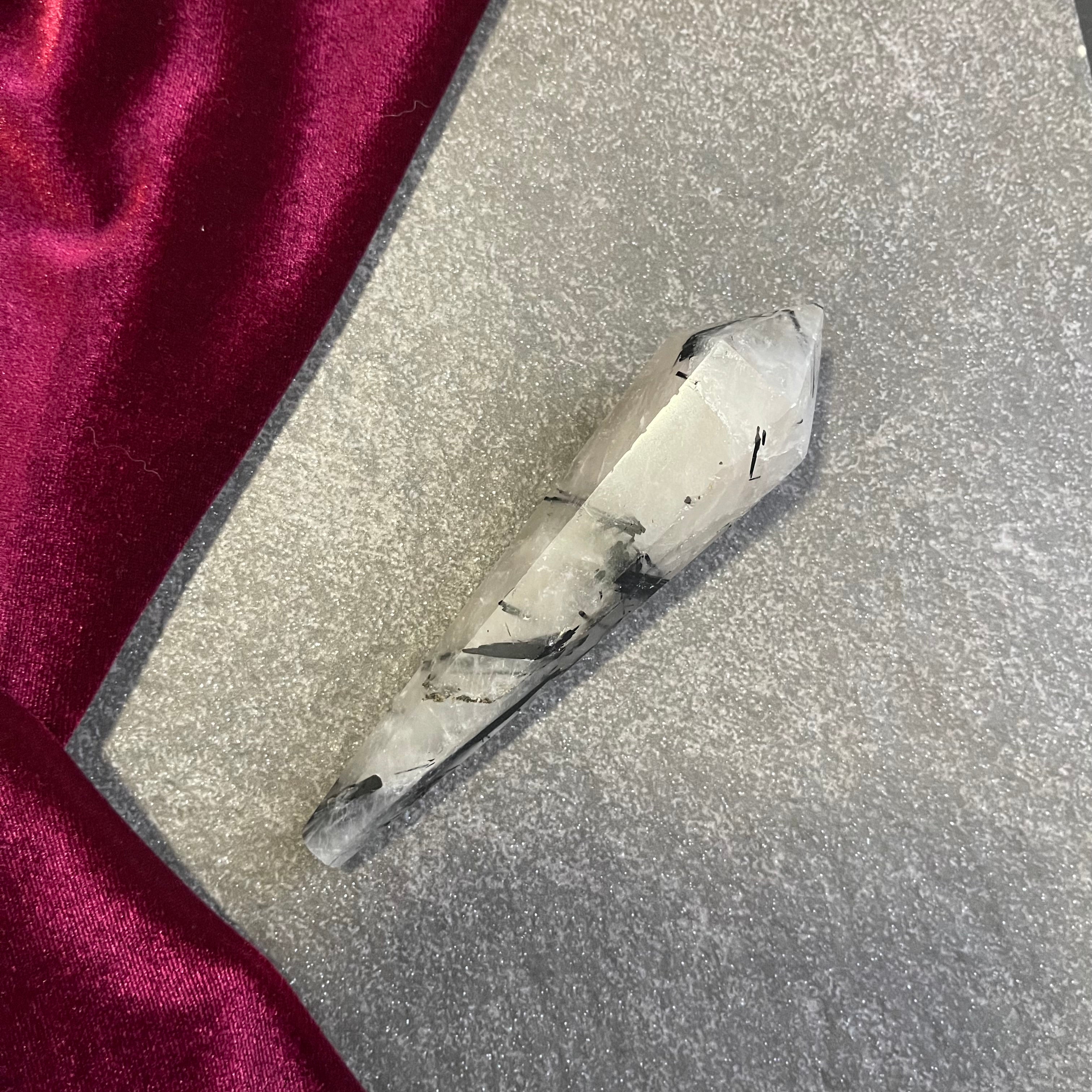 Black Tourmaline in Quartz Wand