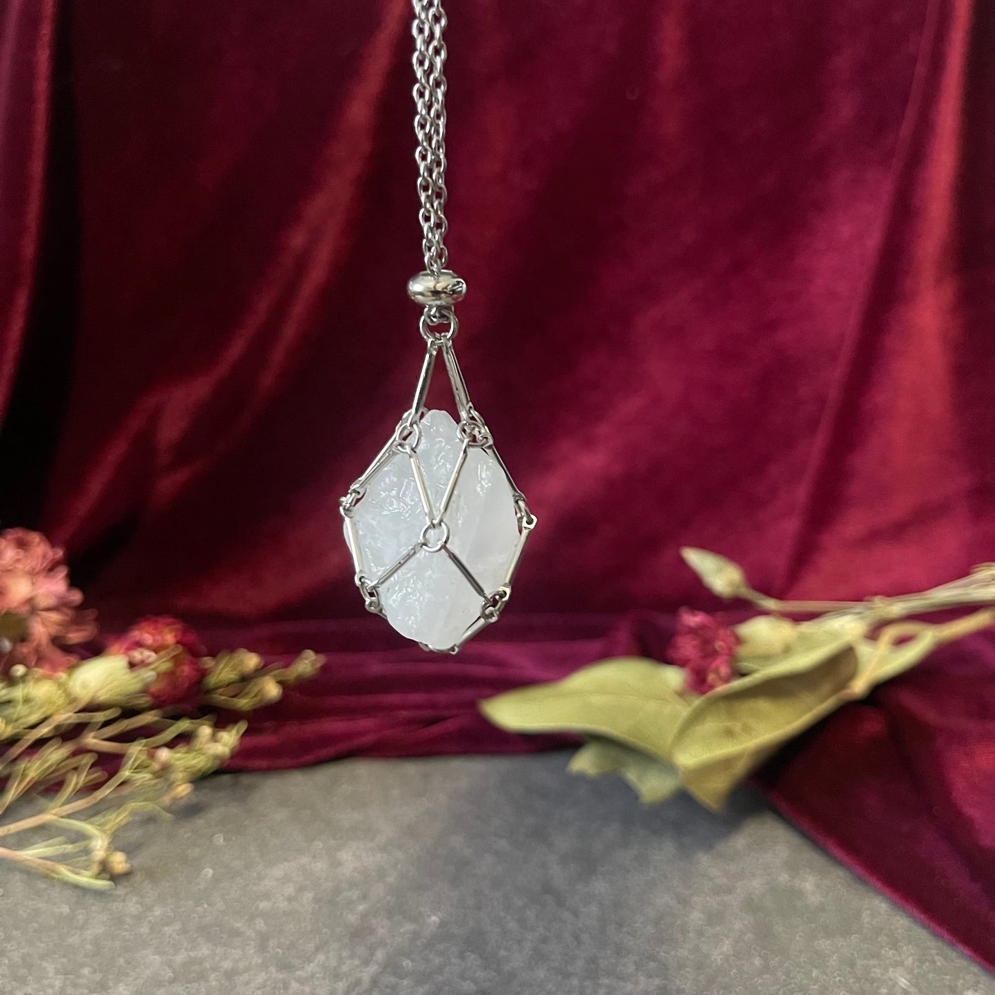 Metal Crystal Cage Necklace