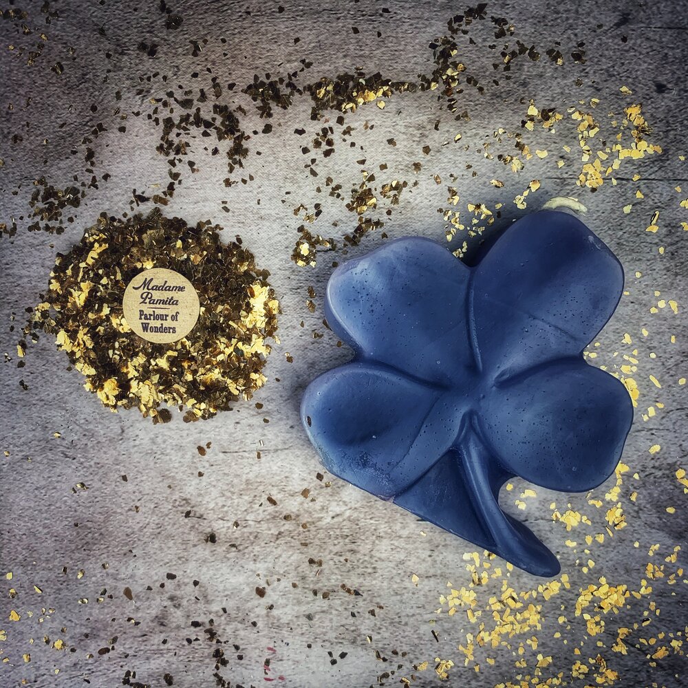 Beeswax Lucky Four Leaf Clover Spell Candle