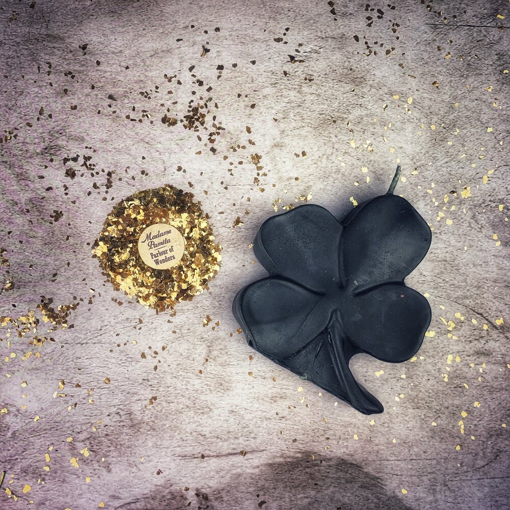 Beeswax Lucky Four Leaf Clover Spell Candle