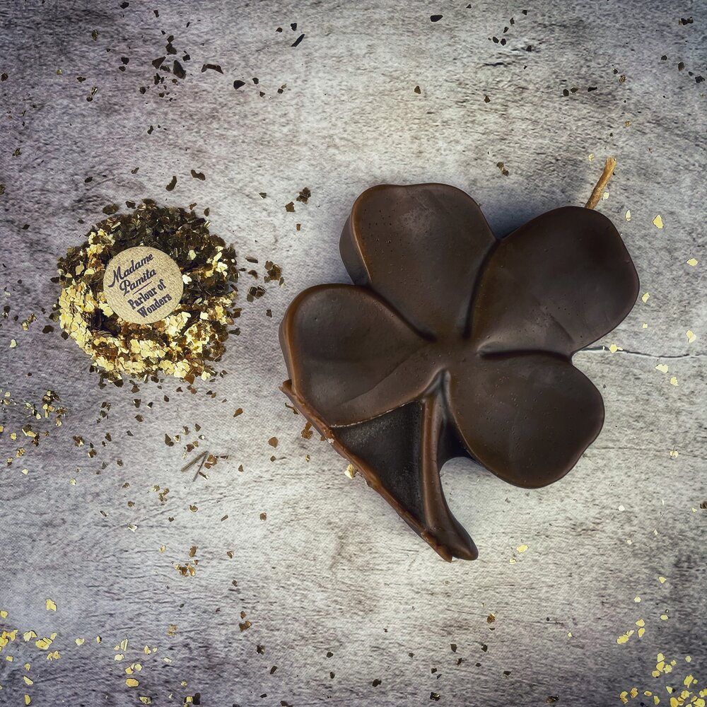 Beeswax Lucky Four Leaf Clover Spell Candle