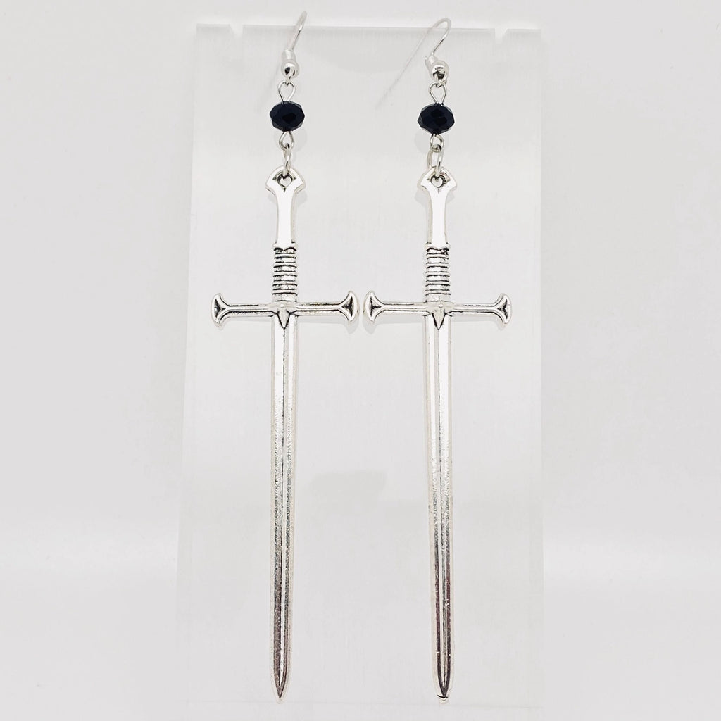 Silver Sword Pendant Earrings