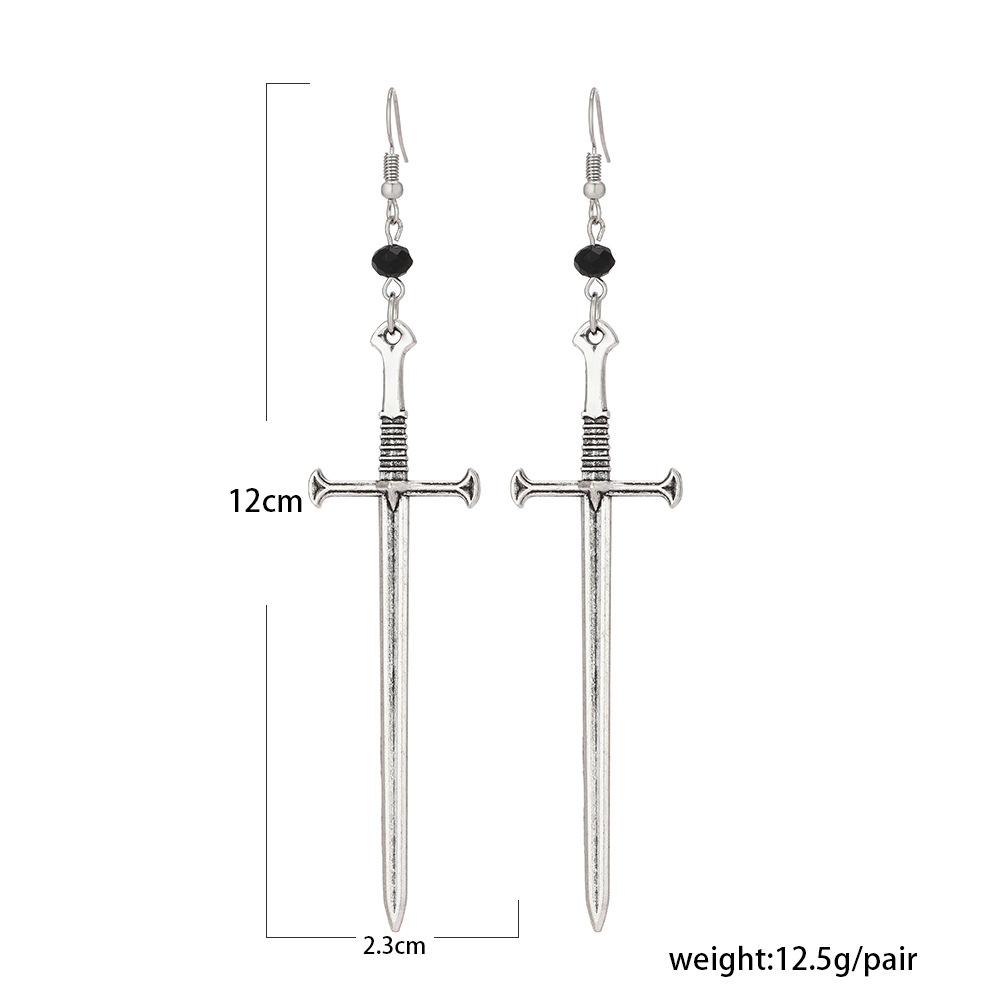 Silver Sword Pendant Earrings