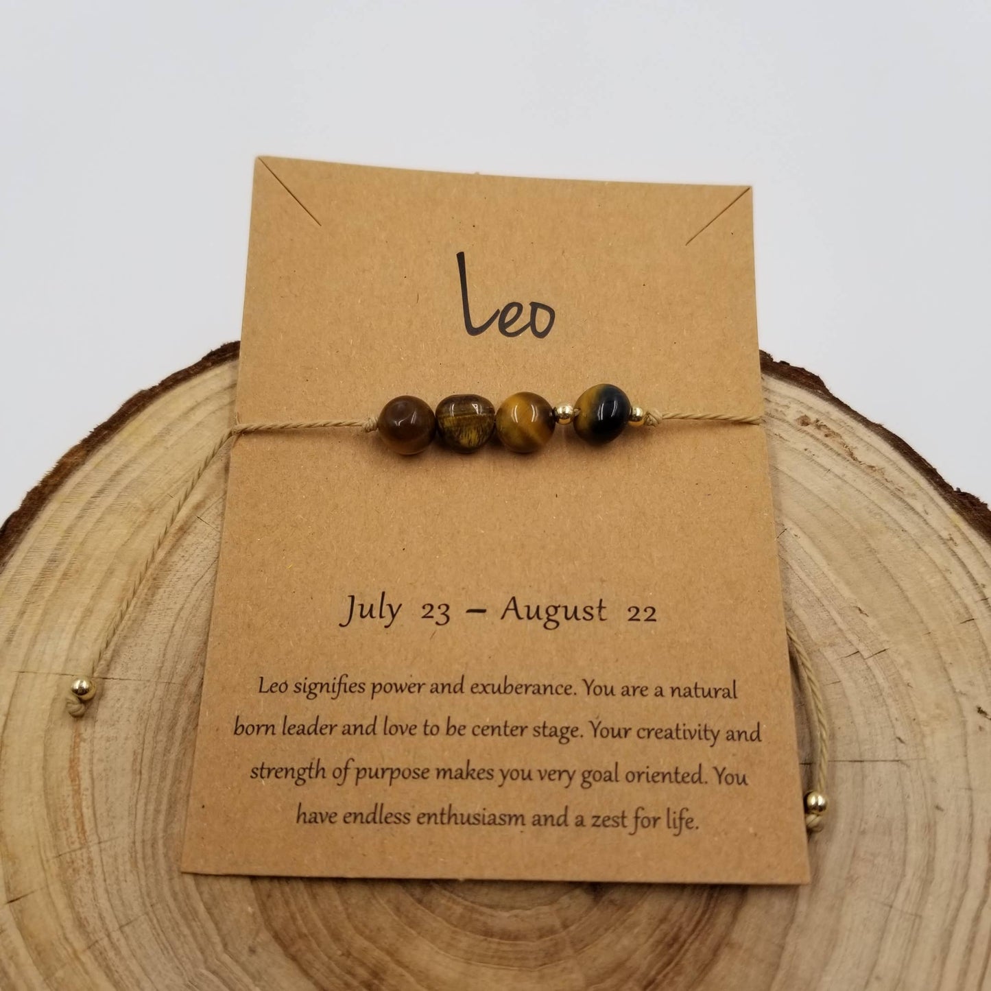 Natural Stone Zodiac Bracelet with Card