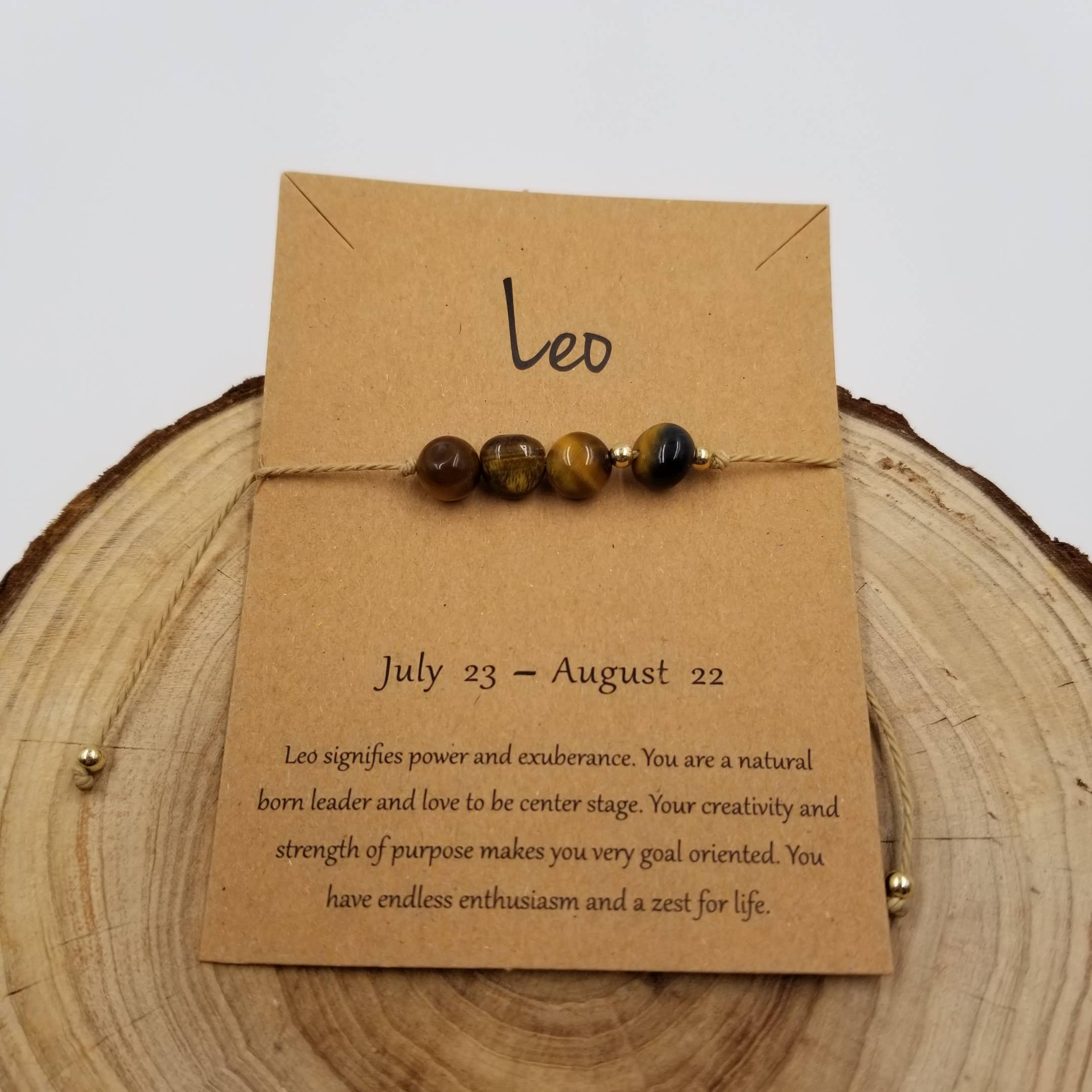 Natural Stone Zodiac Bracelet with Card