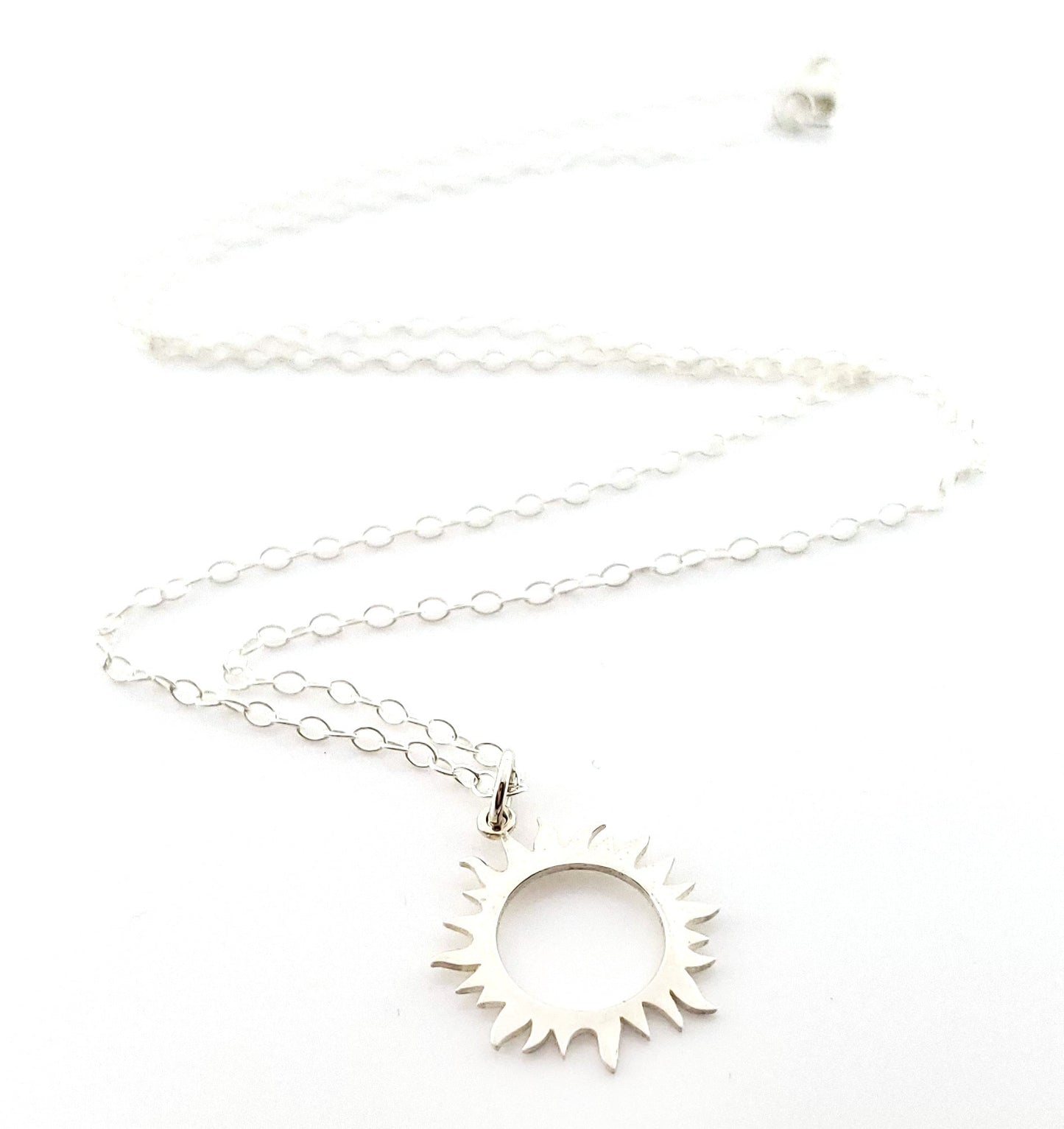 Sun Eclipse Charm Necklace - Sterling Silver Jewelry