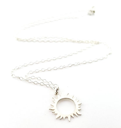 Sun Eclipse Charm Necklace - Sterling Silver Jewelry