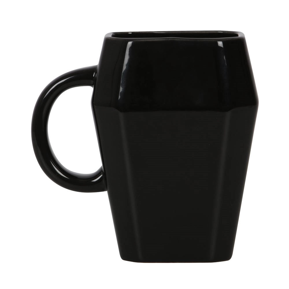 Gothic Halloween Death Before Decaf Coffin Mug
