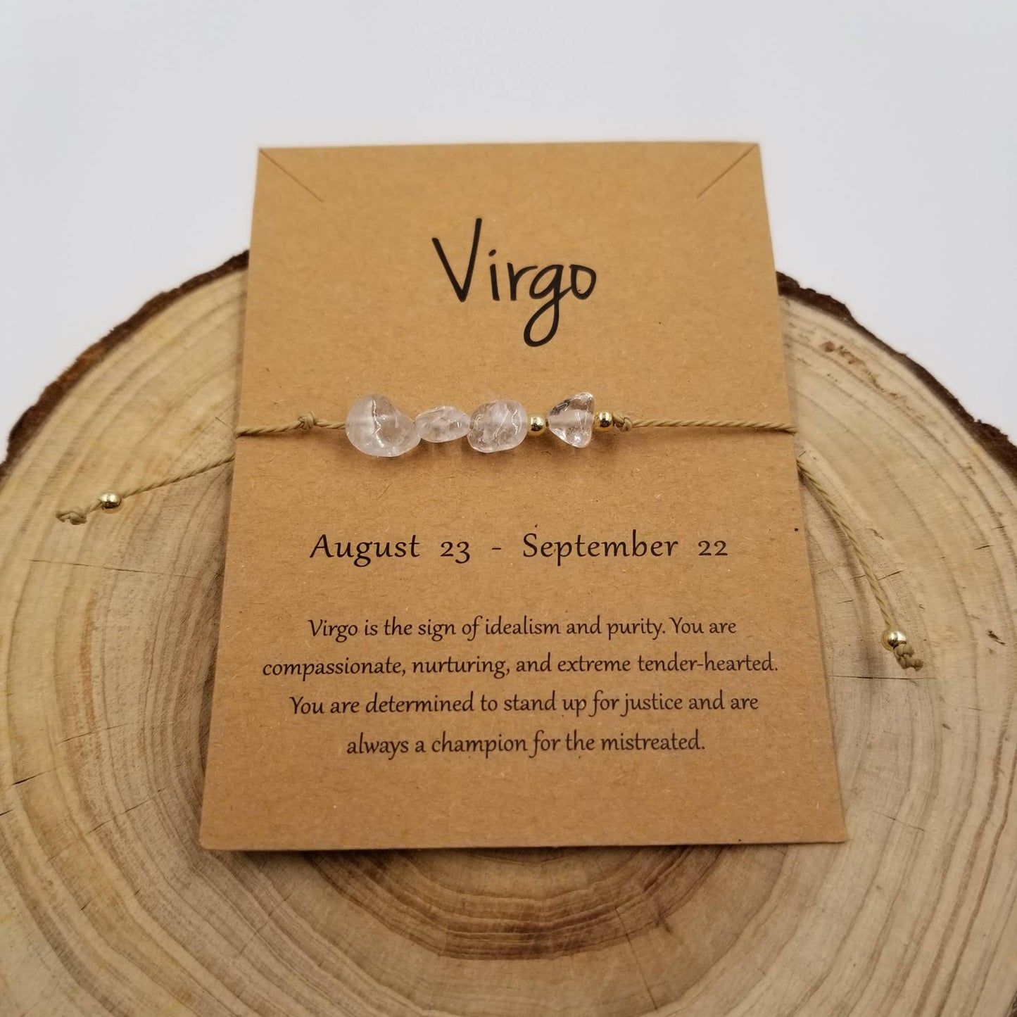 Natural Stone Zodiac Bracelet with Card