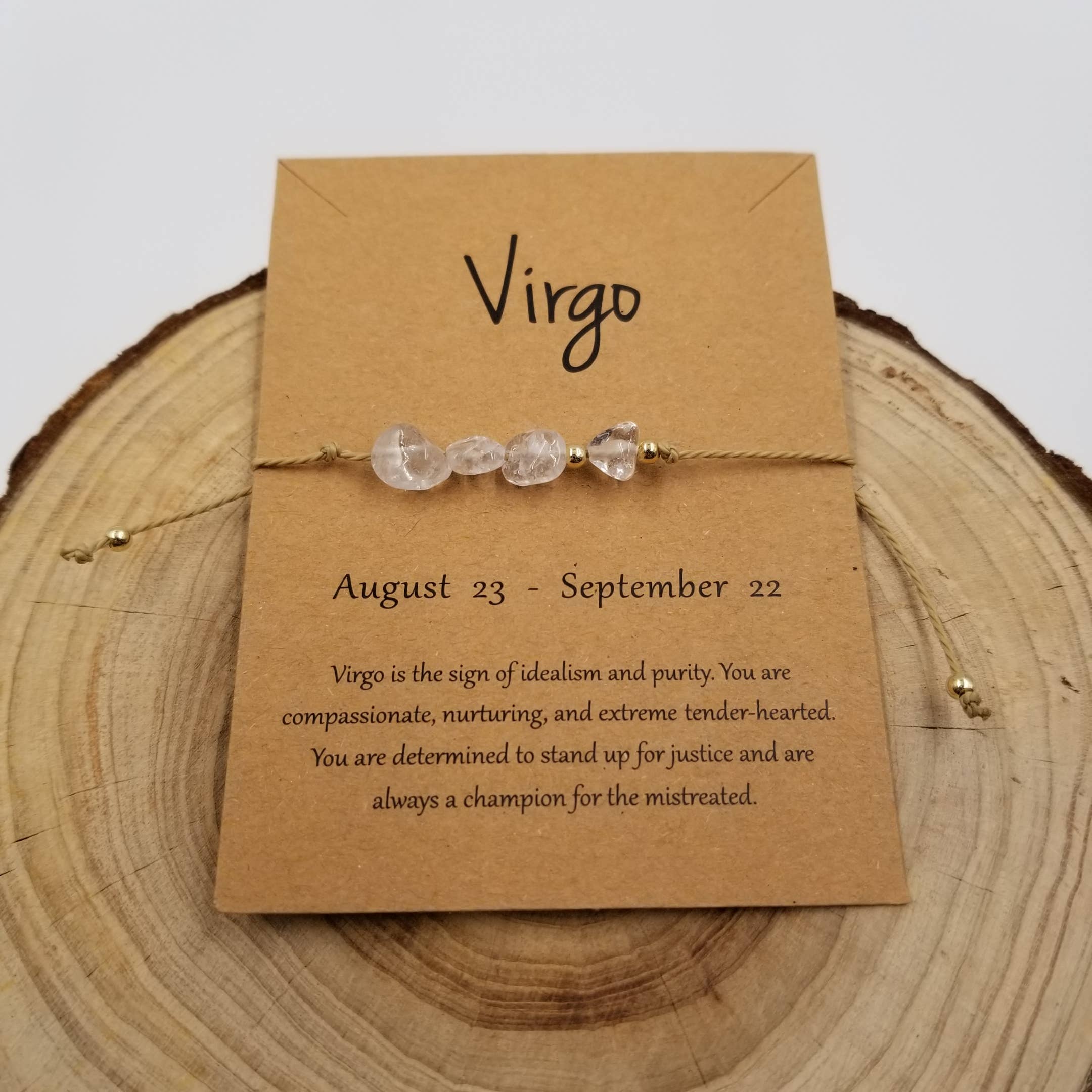 Natural Stone Zodiac Bracelet with Card