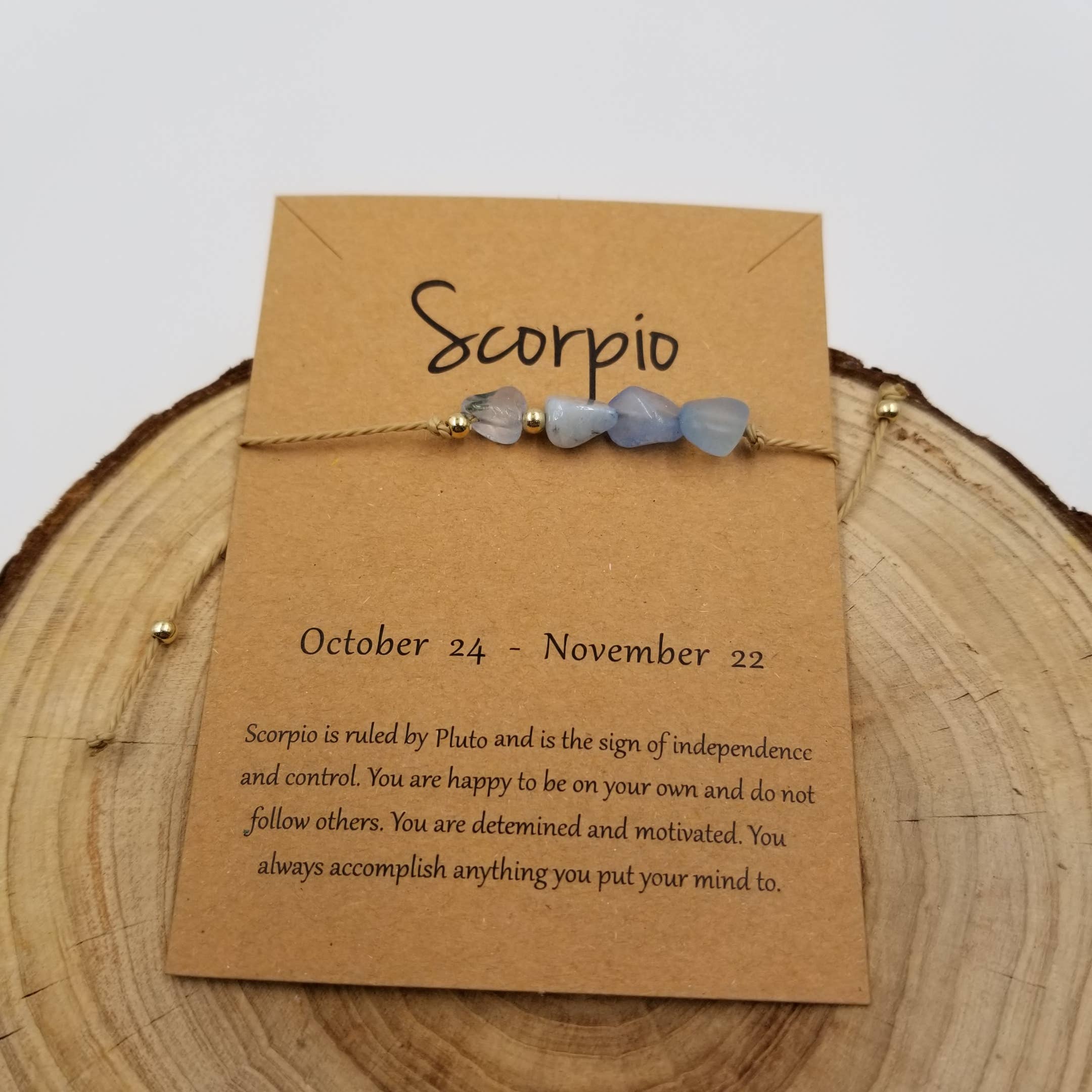 Natural Stone Zodiac Bracelet with Card