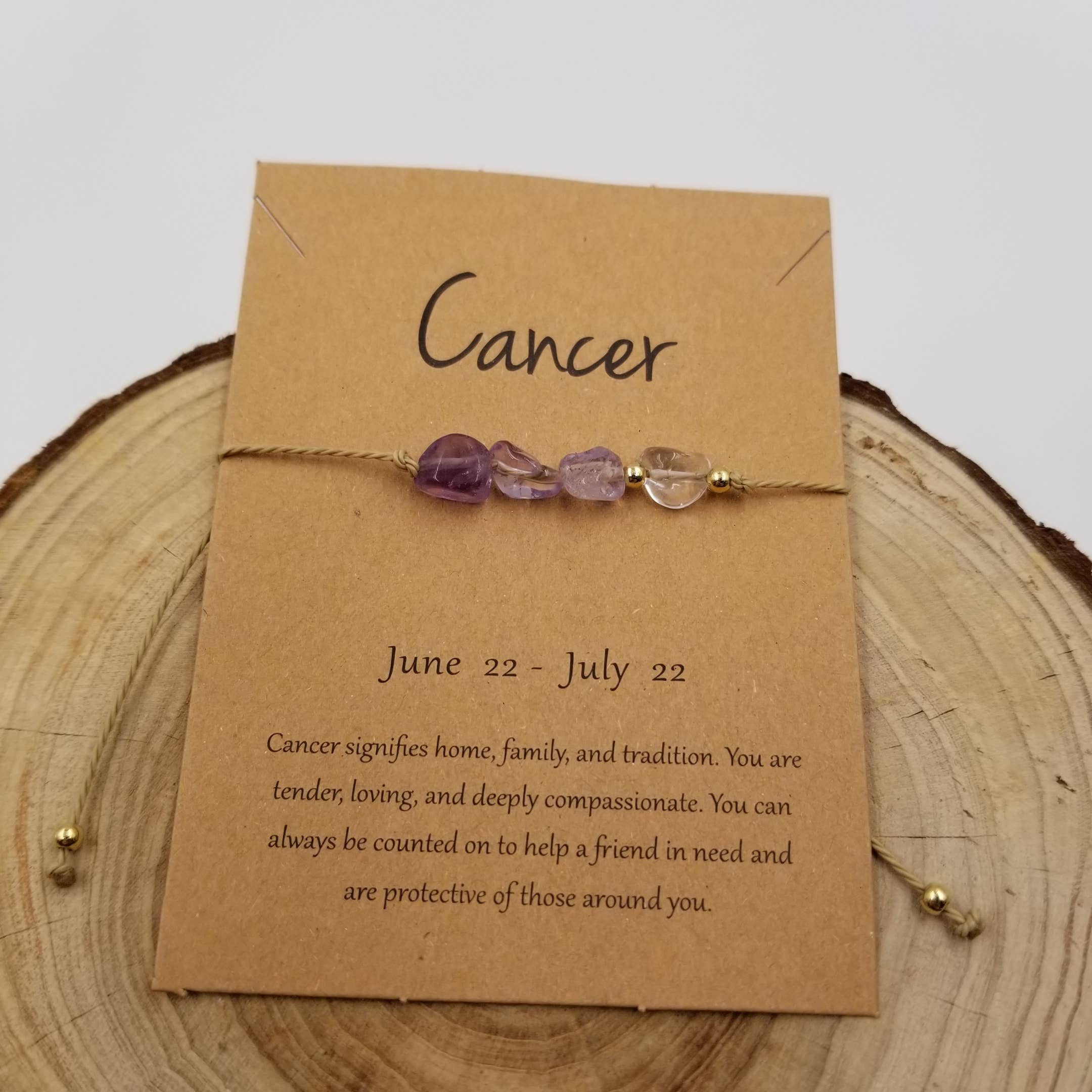 Natural Stone Zodiac Bracelet with Card