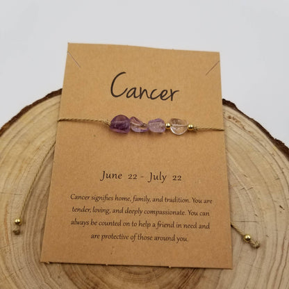 Natural Stone Zodiac Bracelet with Card