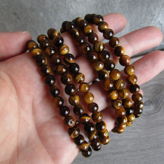 Tiger Eye Gemstone Beaded Bracelet 6mm
