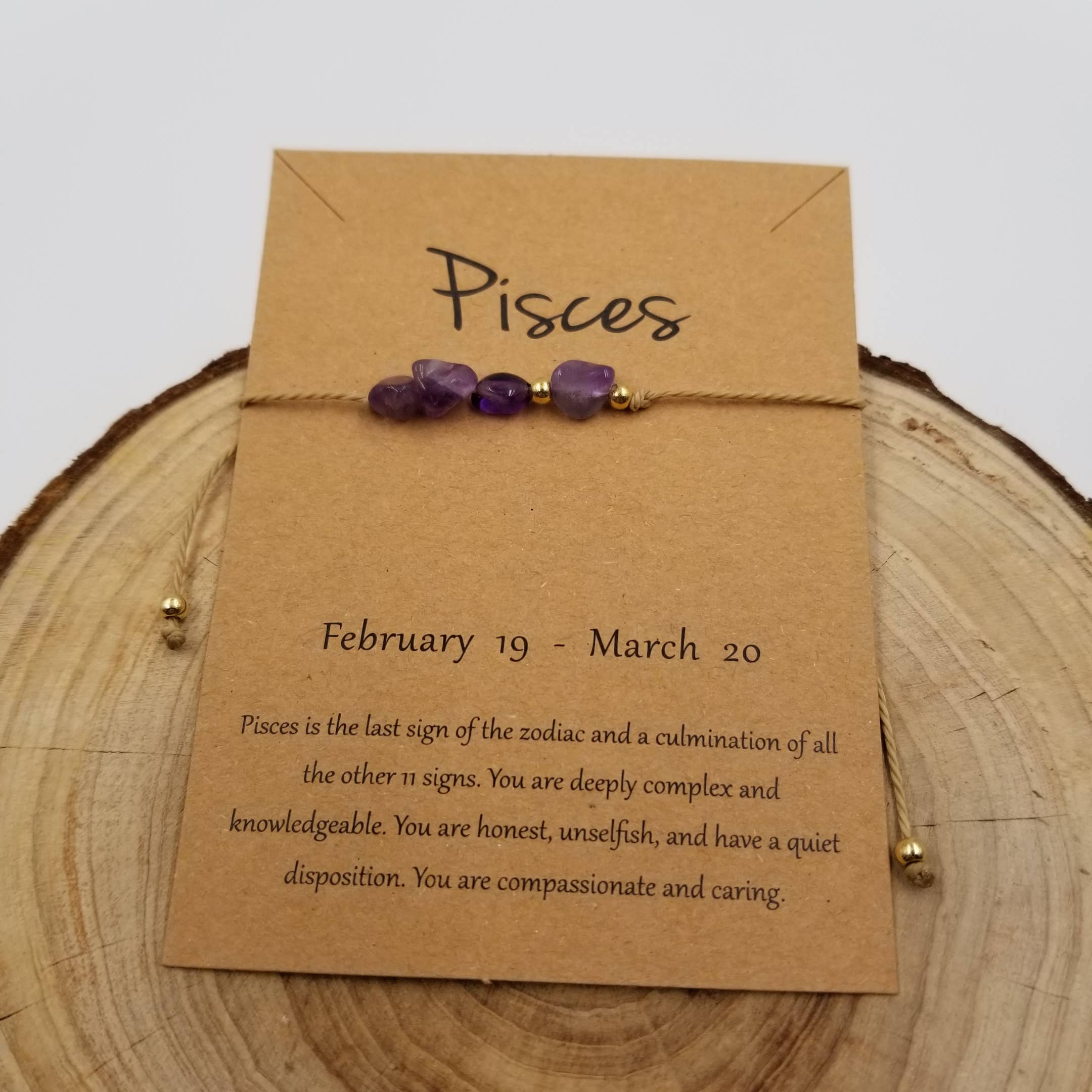 Natural Stone Zodiac Bracelet with Card