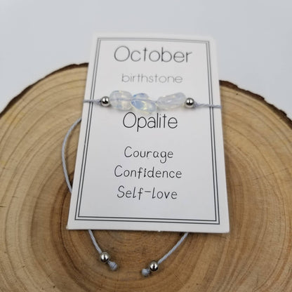 Handmade Birthday Stone Natural Stone Bracelet with Card