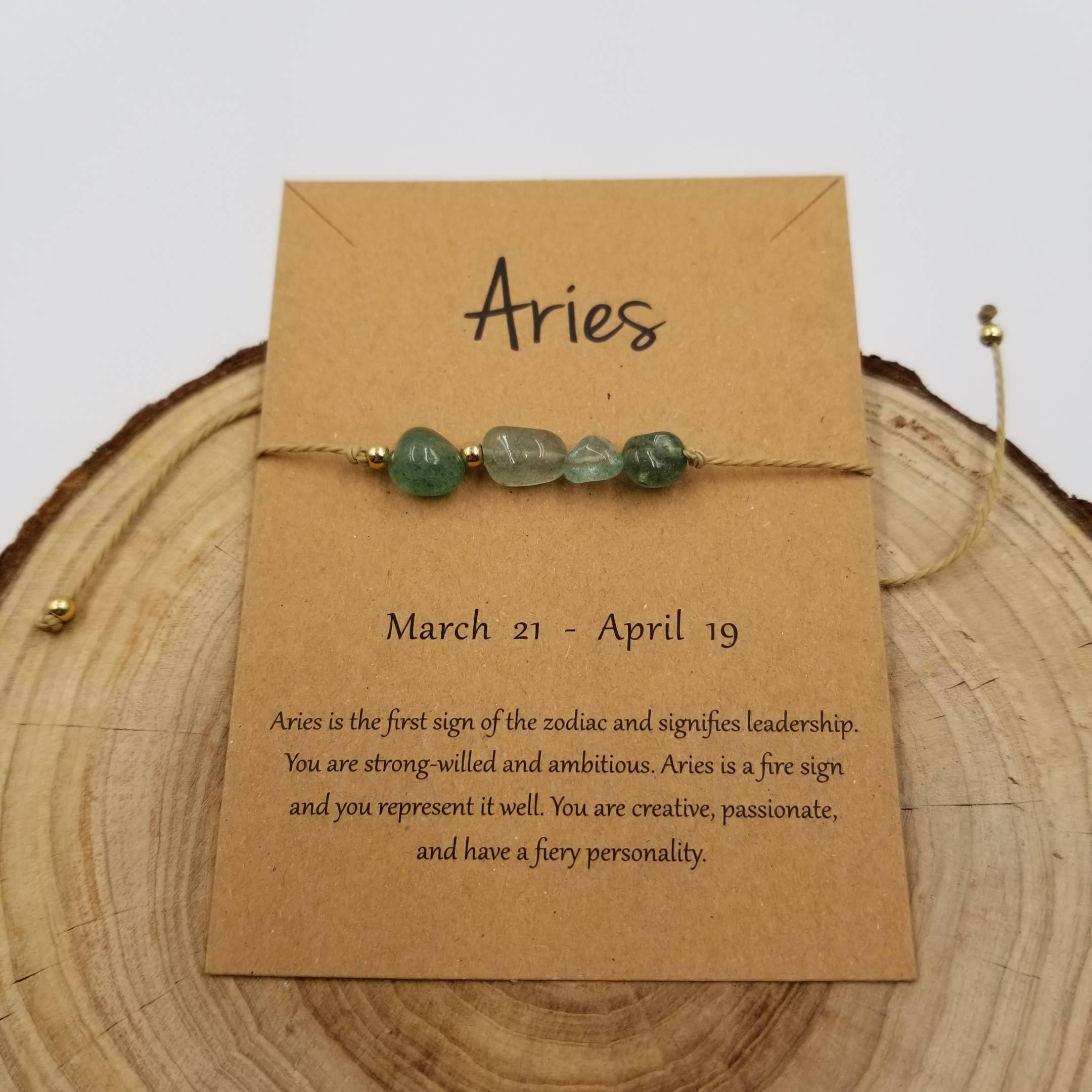 Natural Stone Zodiac Bracelet with Card