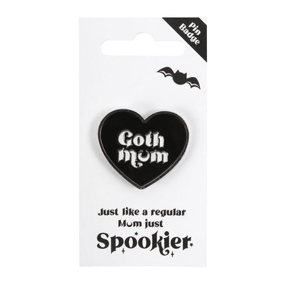 Goth Mum Black Heart Pin