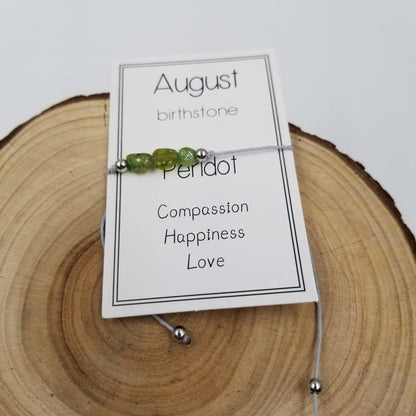 Handmade Birthday Stone Natural Stone Bracelet with Card