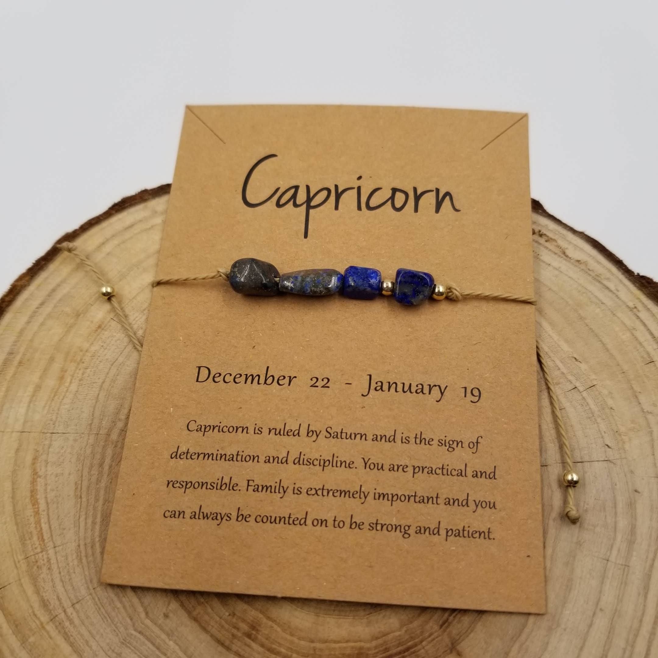 Natural Stone Zodiac Bracelet with Card