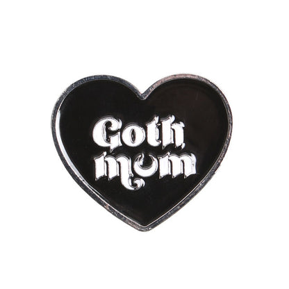Goth Mum Black Heart Pin