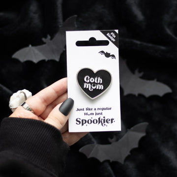 Goth Mum Black Heart Pin