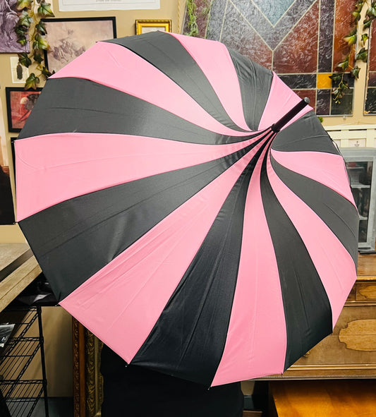 Pastel Pink/Black Umbrella