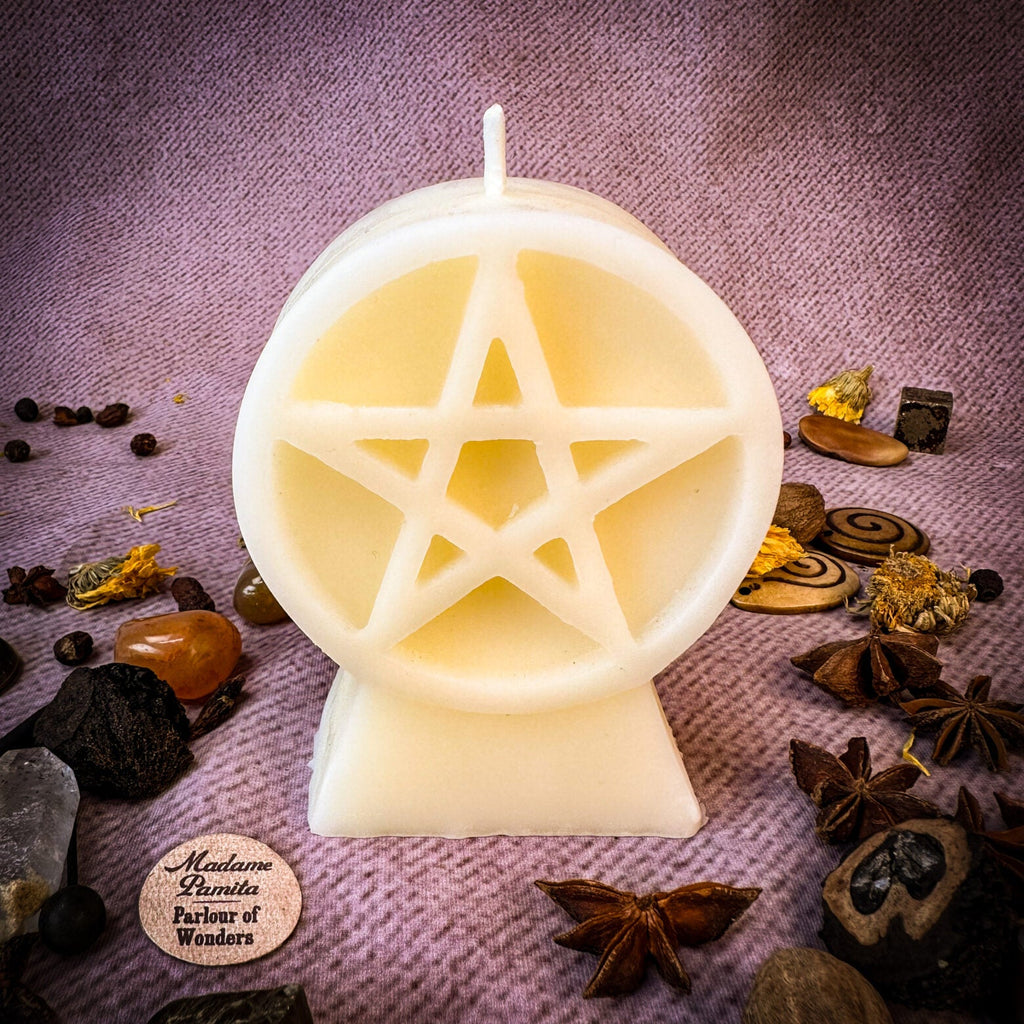 Beeswax Pentacle of Protection Spell Candle