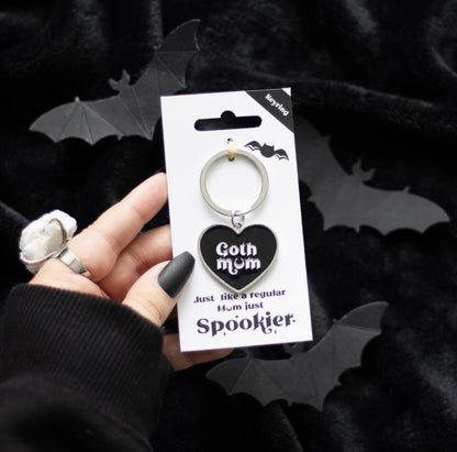 Goth Mum Black Heart Keyring