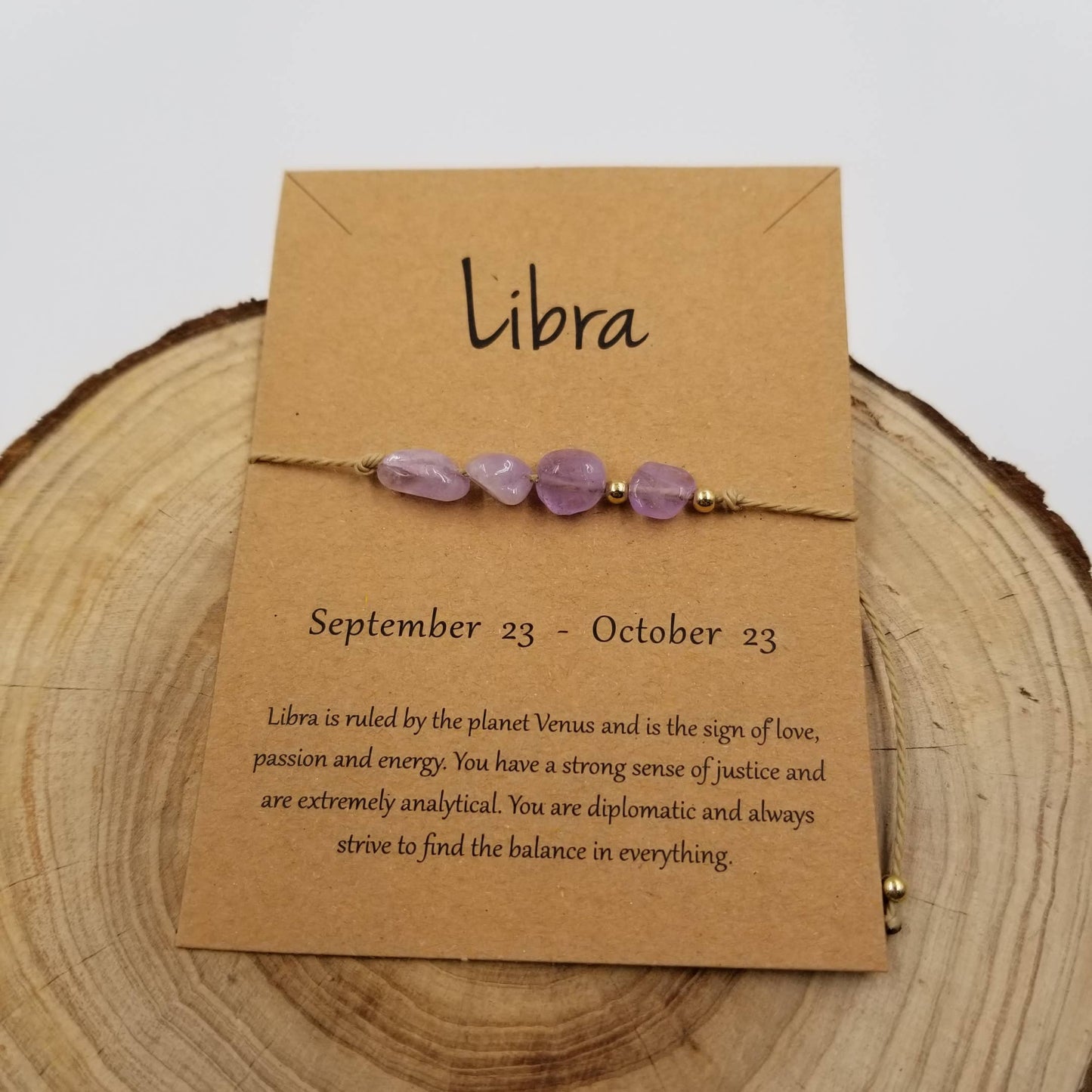 Natural Stone Zodiac Bracelet with Card