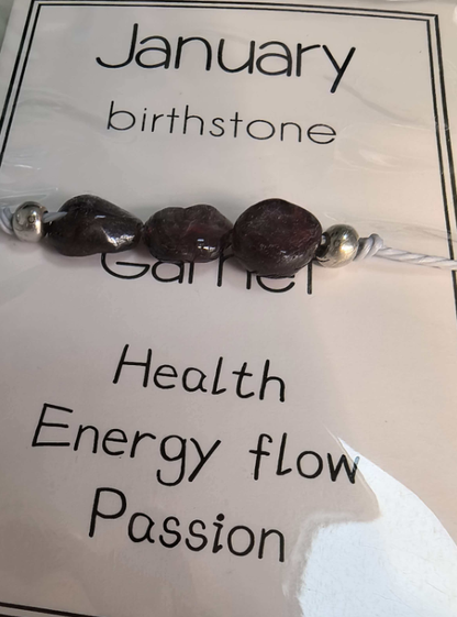 Handmade Birthday Stone Natural Stone Bracelet with Card