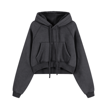 Basic B Grunge Wash Cropped Hoodie