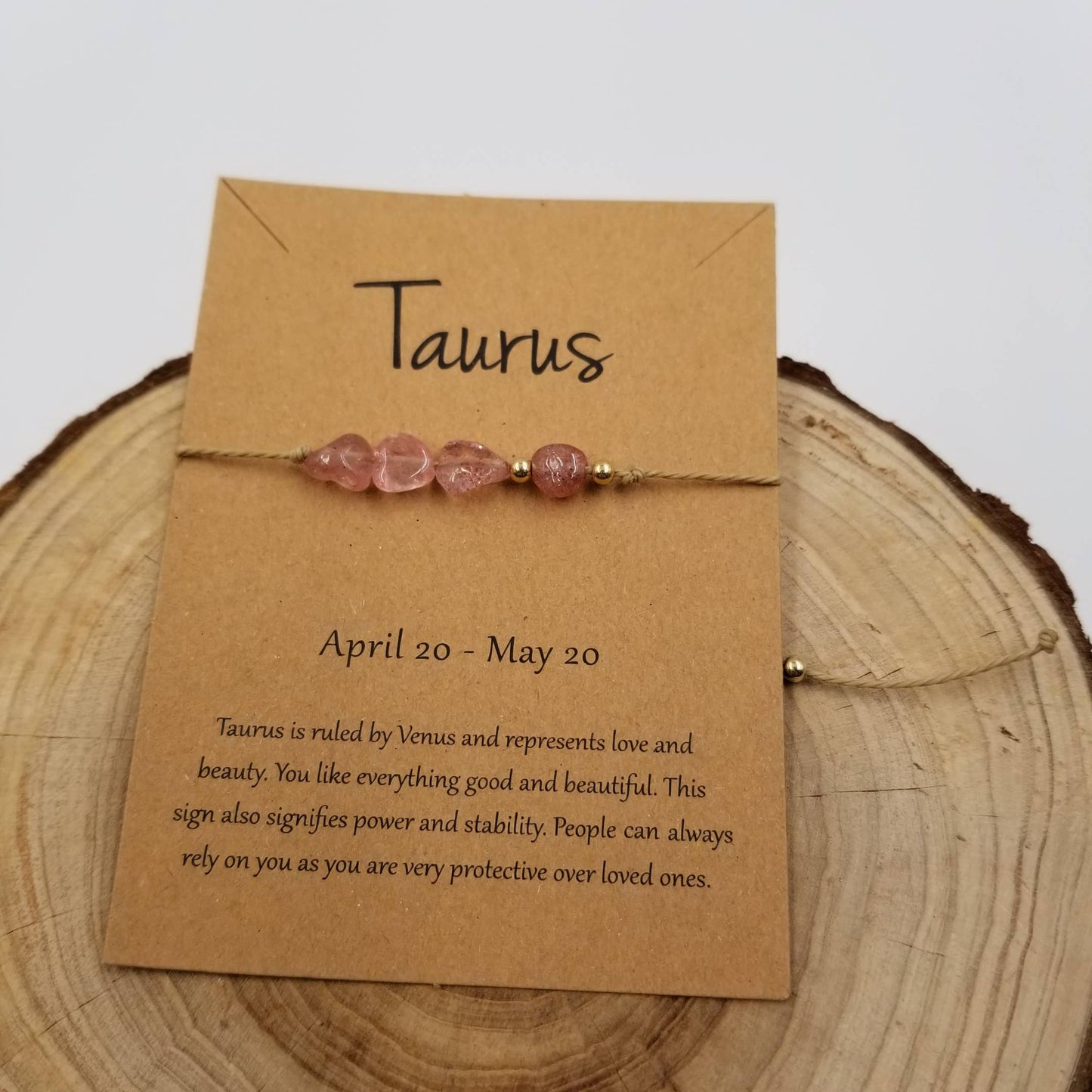 Natural Stone Zodiac Bracelet with Card