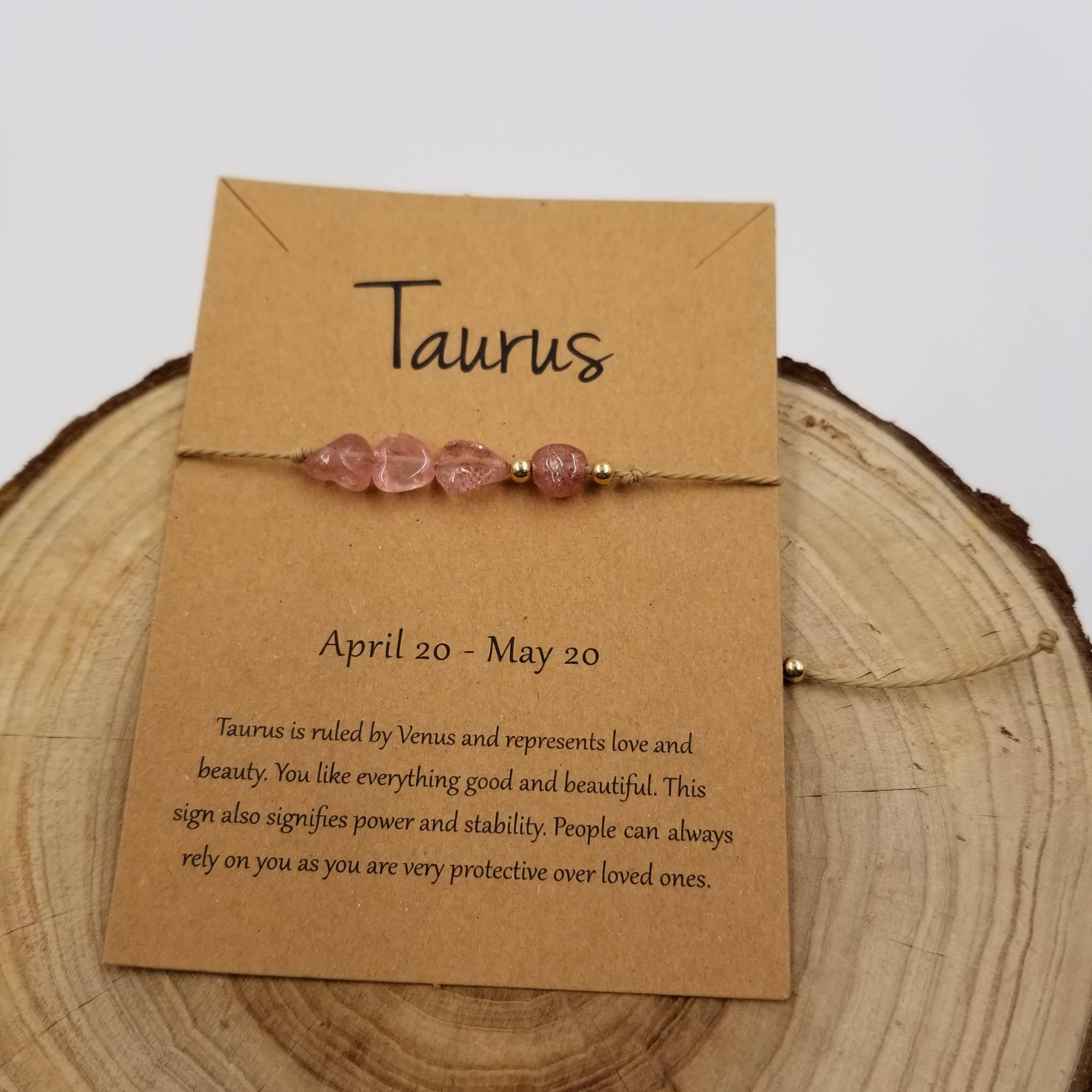 Natural Stone Zodiac Bracelet with Card