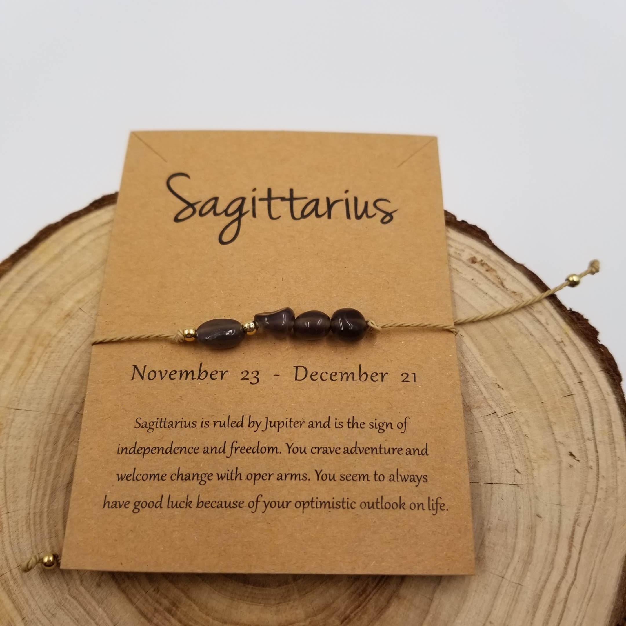 Natural Stone Zodiac Bracelet with Card